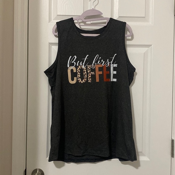 Plus Size “But First Coffee” Coffee Lovers Graphic Tank Top - Picture 3 of 5